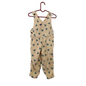 Vintage Oshkosh B'gosh Yellow Bunny Rabbit Corduroy Overalls Outfit Size 3T 90s